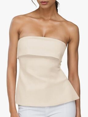 Strapless Bandeau Tube Top in Light Beige